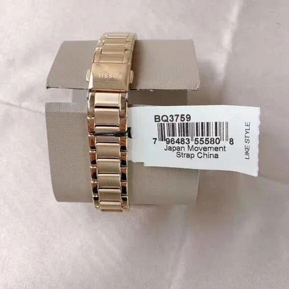 NWT Fossil BQ3759 Rye Three-Hand Gold-Tone Stainless Steel Watch - Picture 6 of 6